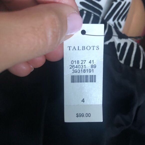 Talbots Black & White Geometric Pleated Lined Skirt Size 4 NWT - Picture 5 of 6